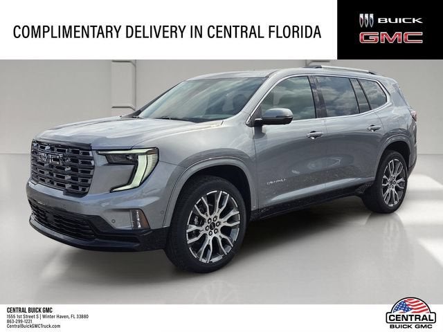 2026 GMC Acadia Denali Ultimate in Sterling Metallic — front three-quarter view