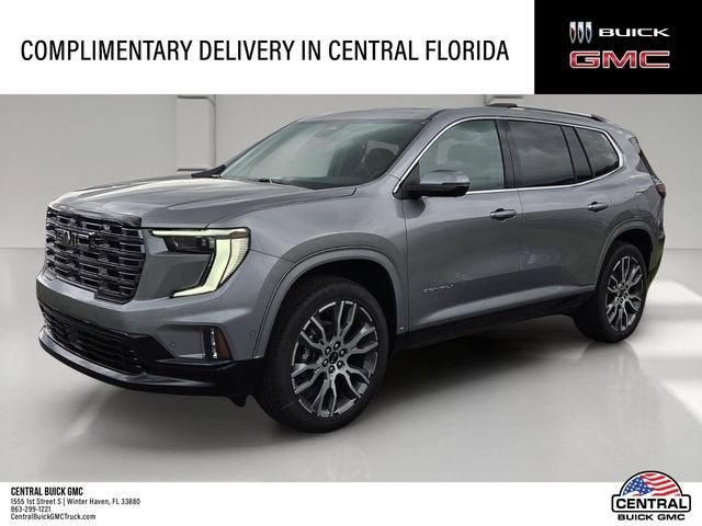 2026 GMC Acadia Denali Ultimate in Sterling Metallic — front three-quarter view