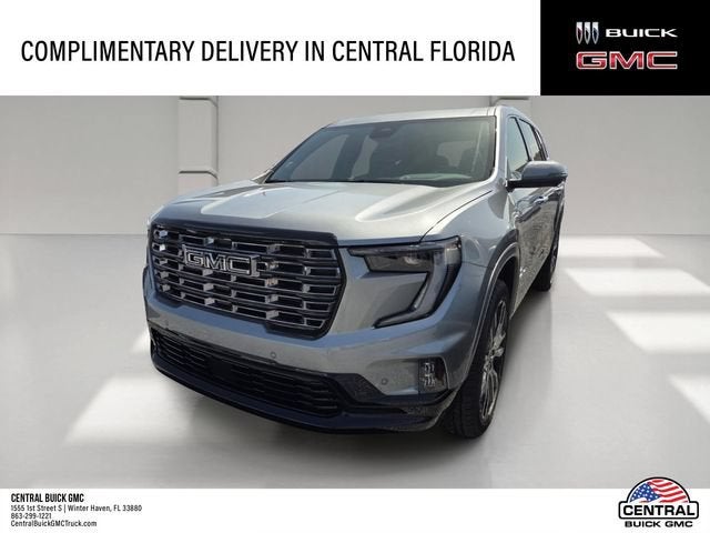 2026 GMC Acadia Denali Ultimate in Sterling Metallic — front three-quarter view