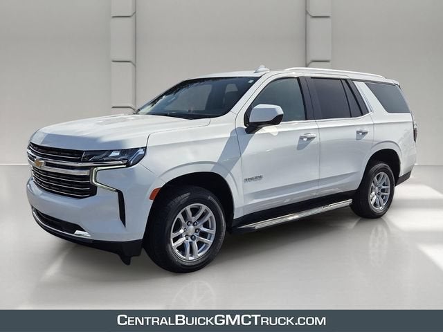 2021 Chevrolet Tahoe LT in Summit White — front three-quarter view