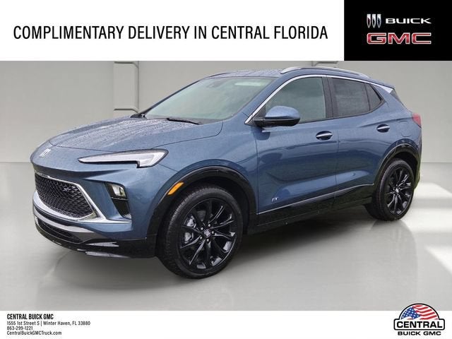 2026 Buick Encore GX Sport Touring in Ocean Blue Metallic — front three-quarter view