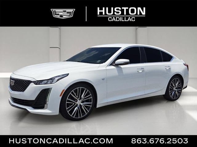 2023 Cadillac CT5 Premium Luxury in Summit White — front three-quarter view