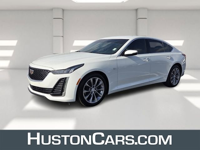 2022 Cadillac CT5 Premium Luxury in Summit White — front three-quarter view