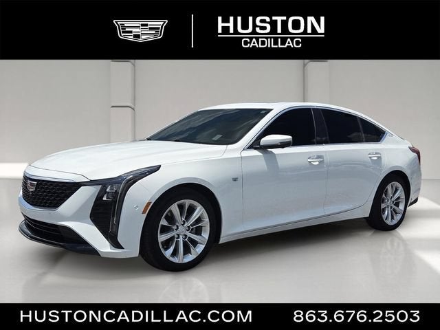2025 Cadillac CT5 Premium Luxury in Summit White — front three-quarter view