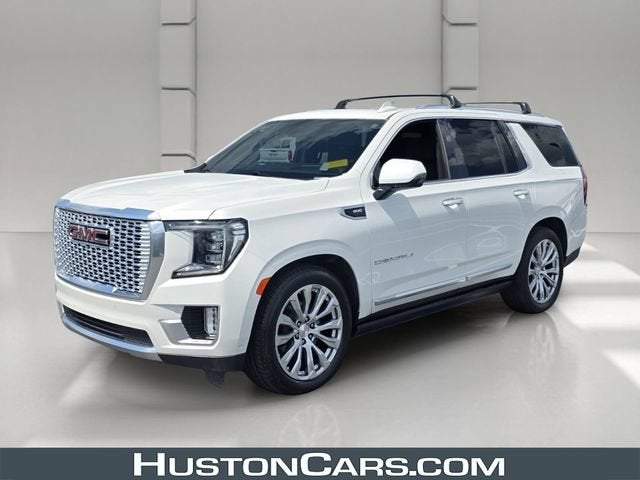 2023 GMC Yukon Denali in White Frost Tricoat — front three-quarter view