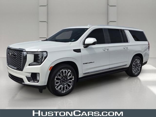 2024 GMC Yukon XL Denali Ultimate in White Frost Tricoat — front three-quarter view