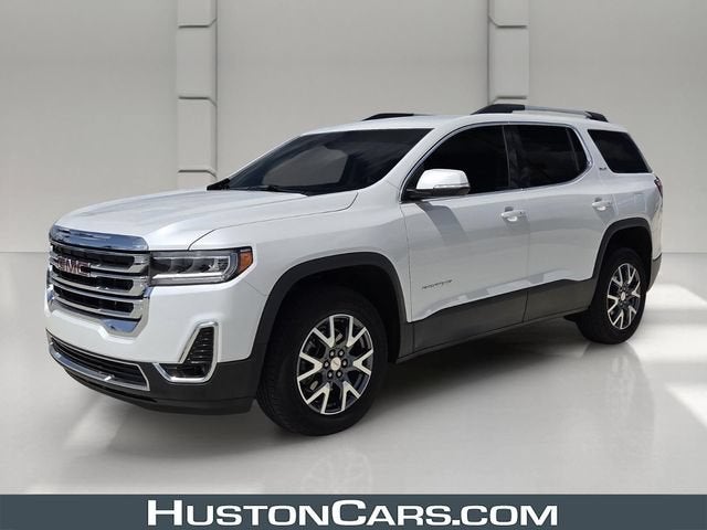 2023 GMC Acadia SLT in White Frost Tricoat — front three-quarter view